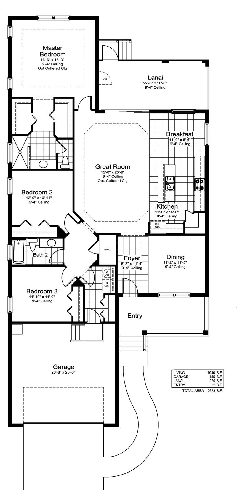 White Sand II Floor Plan in Reflection Lakes, Naples by Neal Communities, 3 Bedrooms, 2 Bathrooms, 2 Car garage, 1,946 Square feet, 1 Story home